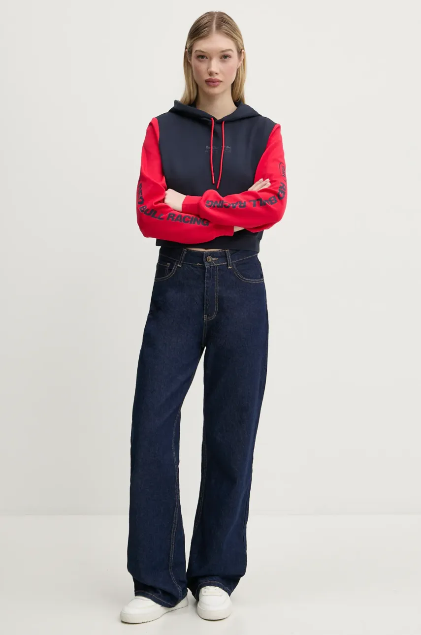 Кофта Red Bull Racing x Pepe Jeans COLOUR BLOCK HOODY женская цвет синий с капюшоном с принтом RL580007 Кофта Red Bull Racing x Pepe Jeans COLOUR BLOCK HOODY женская цвет синий с капюшоном с принтом RL580007