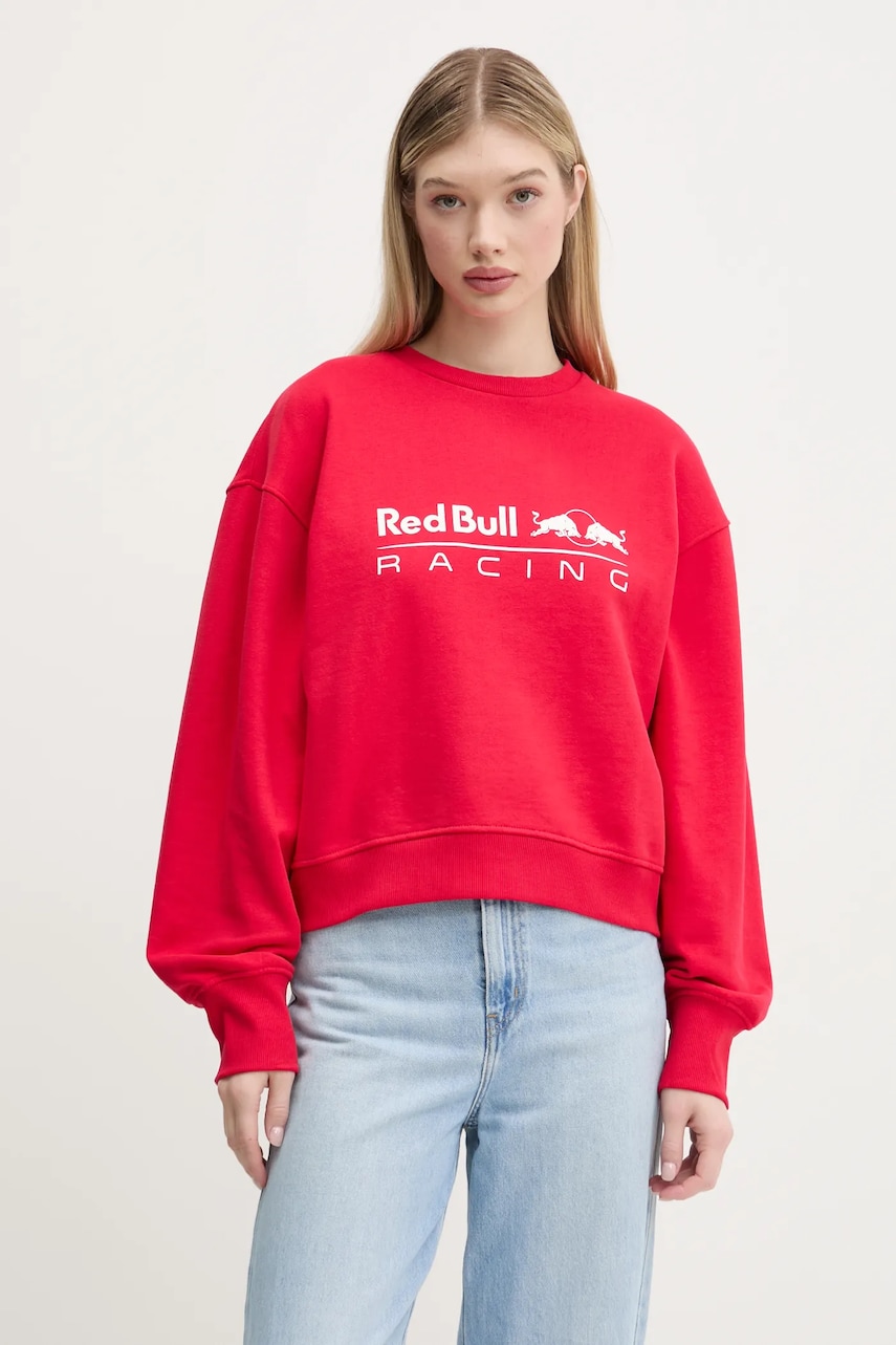 Red Bull Racing x Pepe Jeans bluza LOGO CREW femei, culoarea rosu, cu imprimeu, RL580012 Red Bull Racing x Pepe Jeans bluza LOGO CREW femei, culoarea rosu, cu imprimeu, RL580012