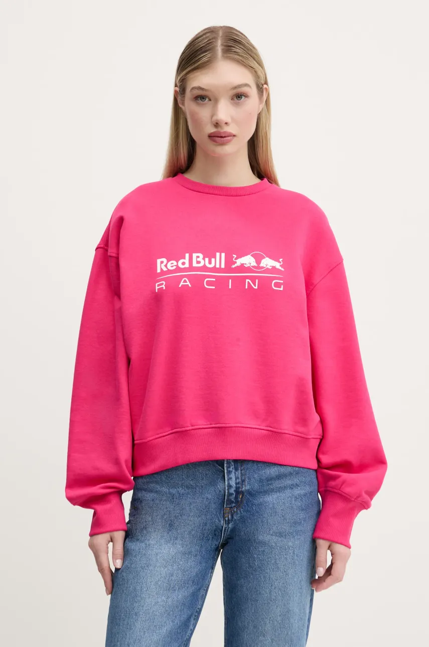 Red Bull Racing x Pepe Jeans bluza LOGO CREW femei, culoarea roz, cu imprimeu, RL580012