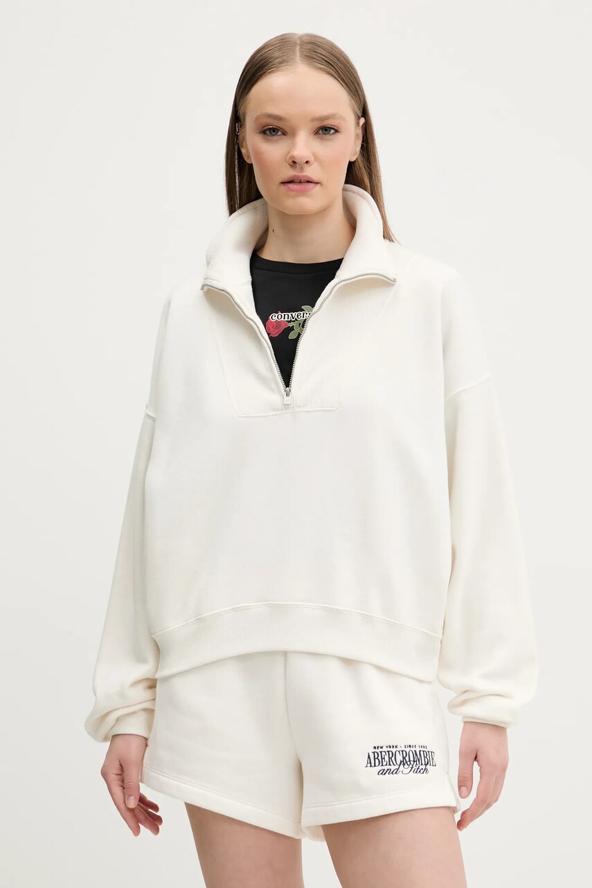Hollister Co. bluza femei, culoarea bej, neted, KI352-5111 Hollister Co. bluza femei, culoarea bej, neted, KI352-5111