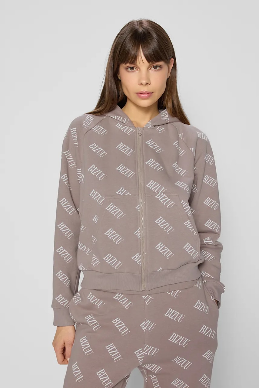 Bizuu bluza IANA femei, culoarea portocaliu, cu glugă, modelator, IANA BEŻOWY KW25 Bizuu bluza IANA femei, culoarea portocaliu, cu glugă, modelator, IANA BEŻOWY KW25