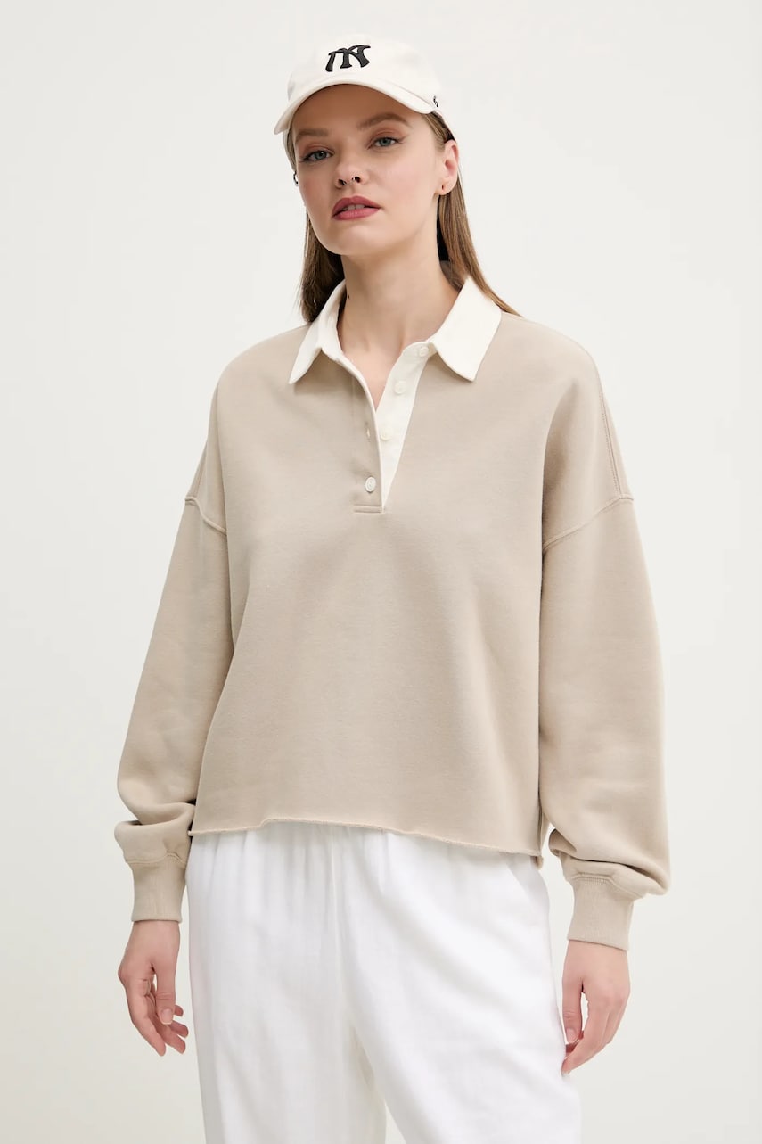Abercrombie & Fitch bluza femei, culoarea bej, neted, KI152-5113 Abercrombie & Fitch bluza femei, culoarea bej, neted, KI152-5113
