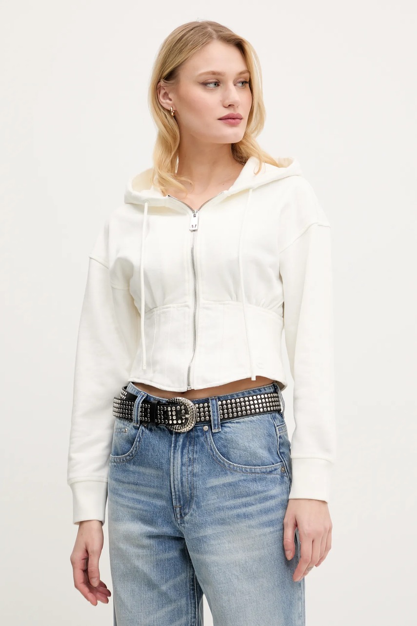 Miss Sixty hanorac de bumbac femei, culoarea bej, cu glugă, neted, 6S1TJ57300