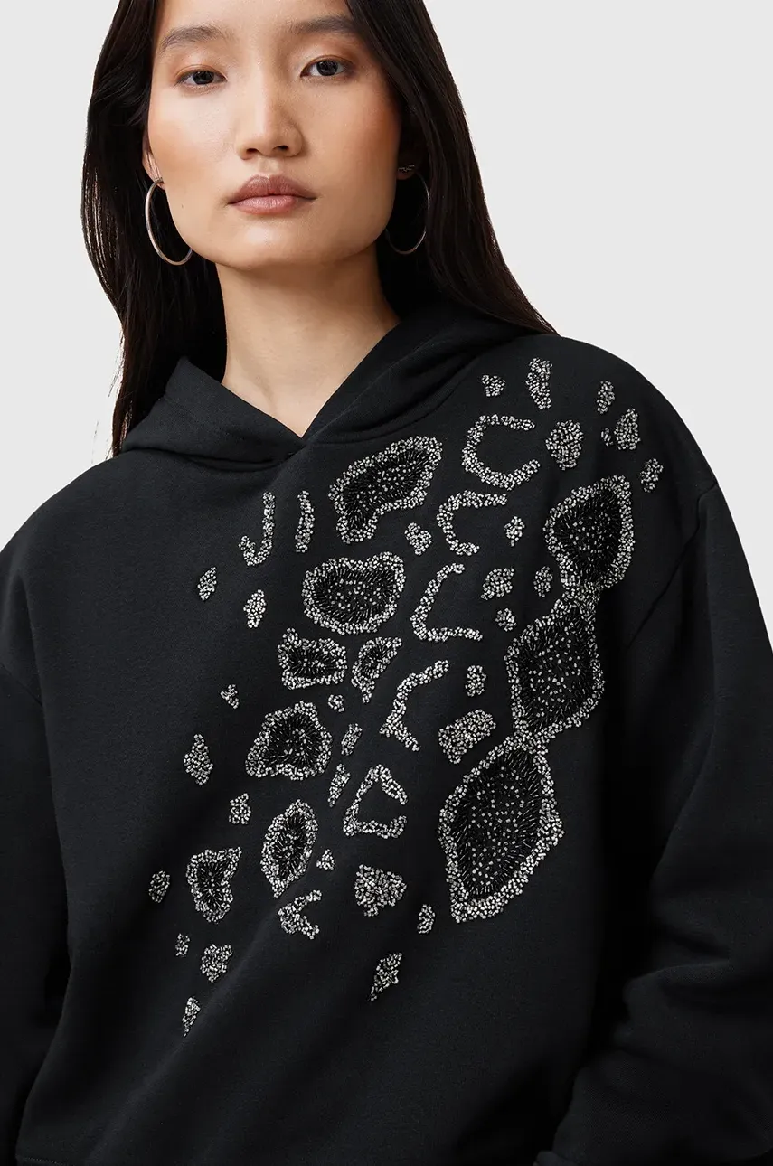 Кофта AllSaints FLOW женская цвет чёрный с капюшоном с аппликацией W044JC Кофта AllSaints FLOW женская цвет чёрный с капюшоном с аппликацией W044JC