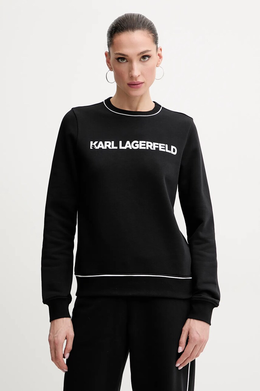 Levně Mikina Karl Lagerfeld dámská, černá barva, s potiskem, A2W20066