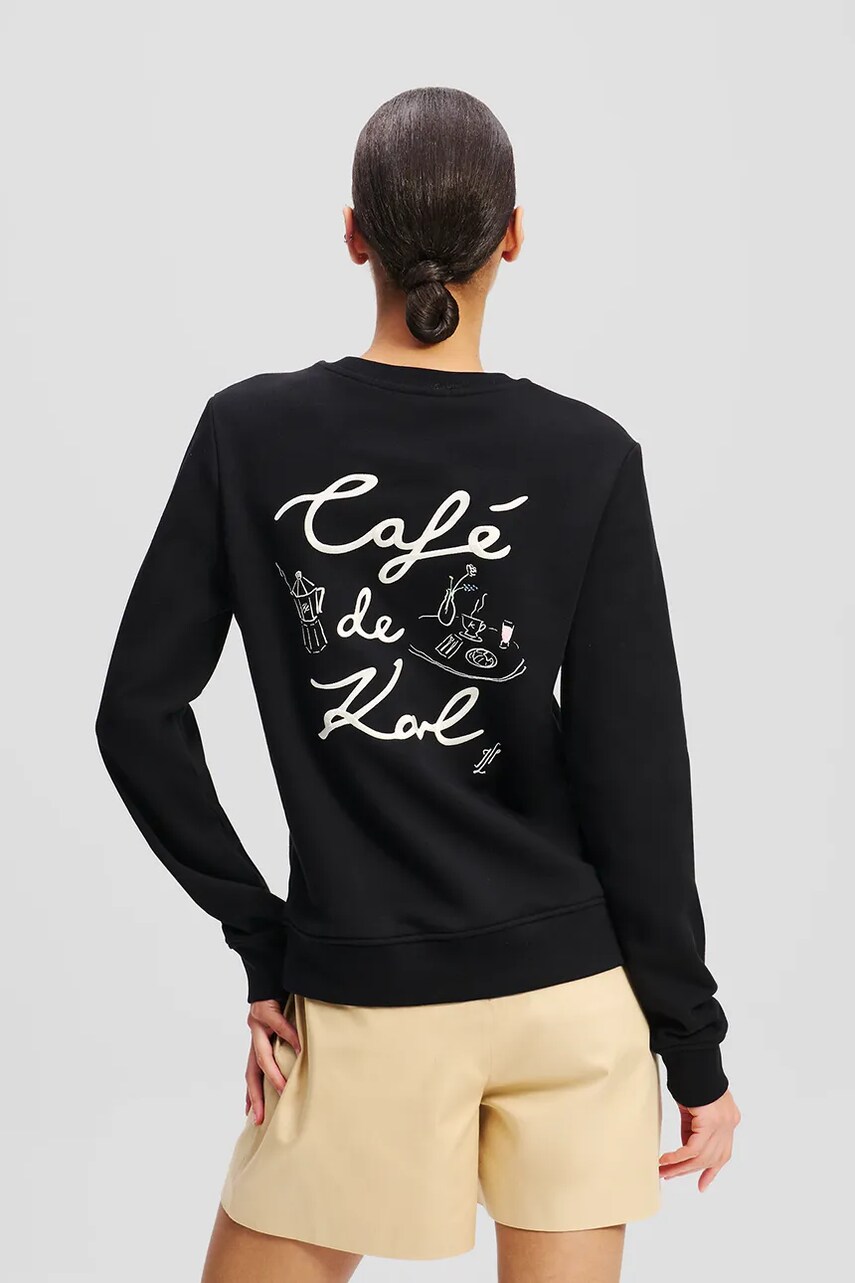 Хлопковая кофта Karl Lagerfeld женская цвет чёрный с принтом A2W20056 Хлопковая кофта Karl Lagerfeld женская цвет чёрный с принтом A2W20056