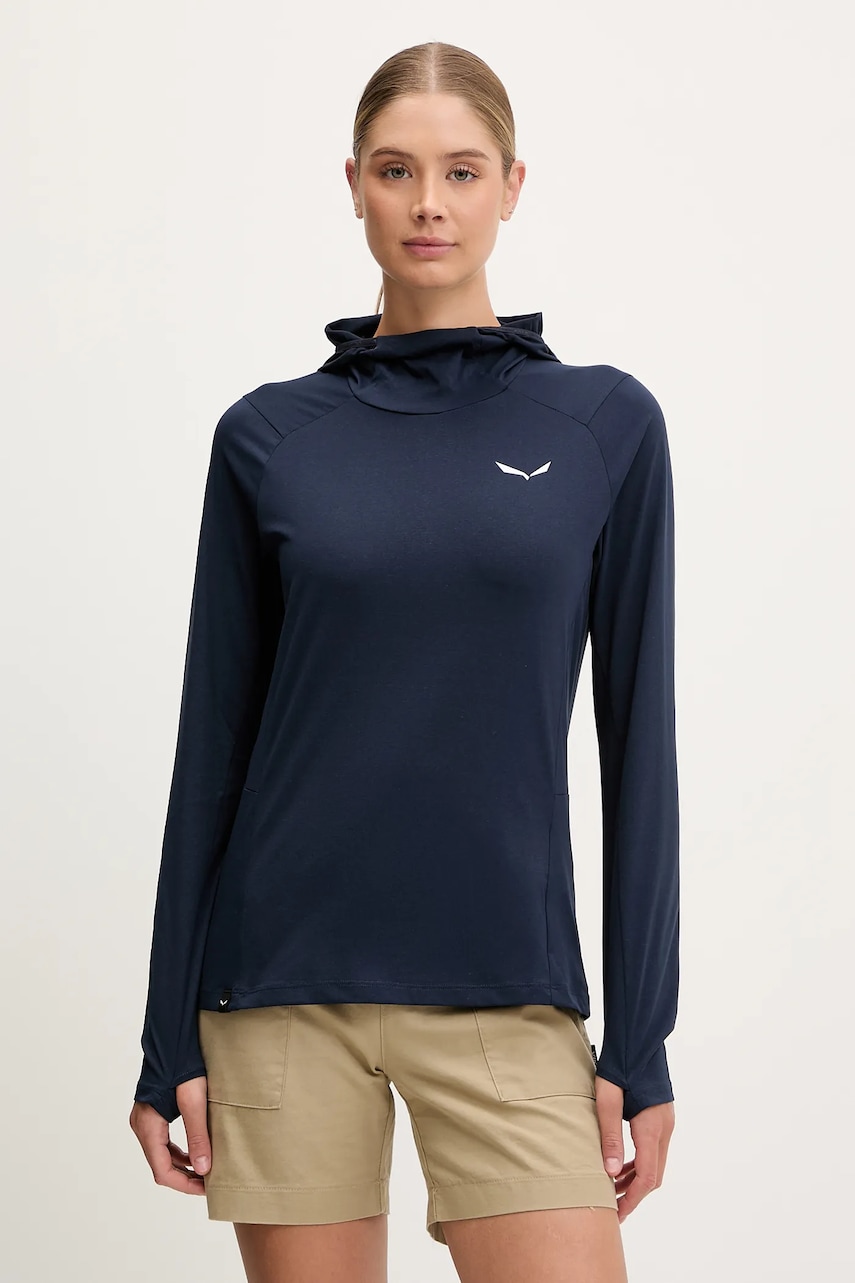 Salewa longsleeve sport Puez Sun culoarea bleumarin, cu turtleneck, 00.0000029099
