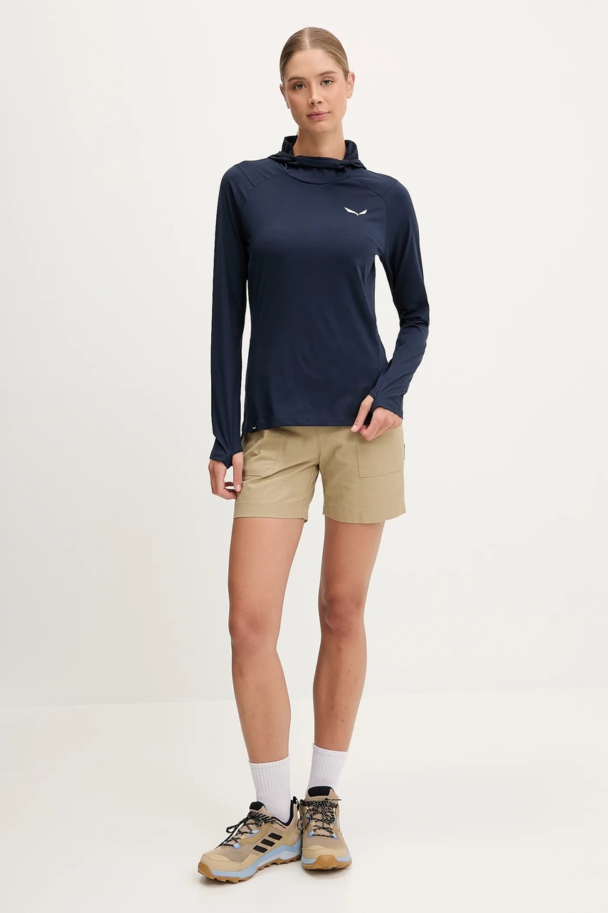 Спортивный лонгслив Salewa Puez Sun цвет синий с полугольфом 00.0000029099