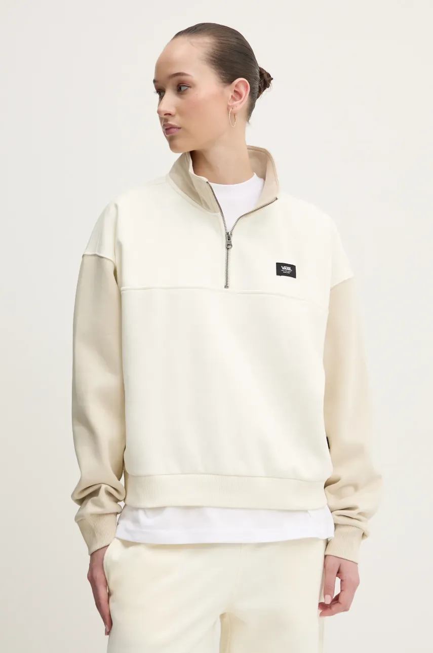 Vans bluza femei, culoarea bej, cu imprimeu, VN000H2AD0D1