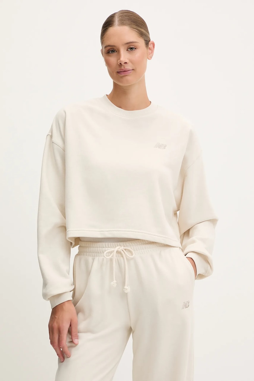 New Balance bluză culoarea bej, uni, WT51514LIN