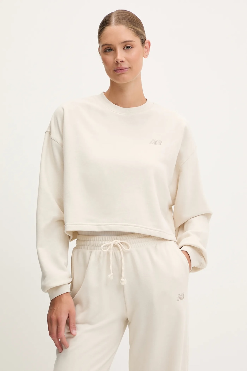 New Balance bluză culoarea bej, uni, WT51514LIN New Balance bluză culoarea bej, uni, WT51514LIN