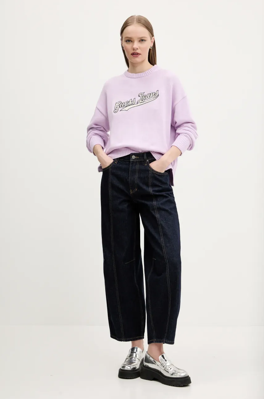 Хлопковый свитер Guess Jeans женский цвет фиолетовый W5GR00 Z3HM1 Хлопковый свитер Guess Jeans женский цвет фиолетовый W5GR00 Z3HM1