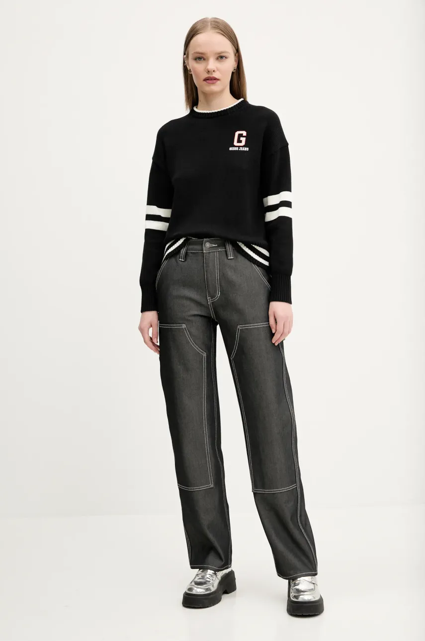 Хлопковый свитер Guess Jeans женский цвет чёрный лёгкий W5GR01 Z3HM1 Хлопковый свитер Guess Jeans женский цвет чёрный лёгкий W5GR01 Z3HM1