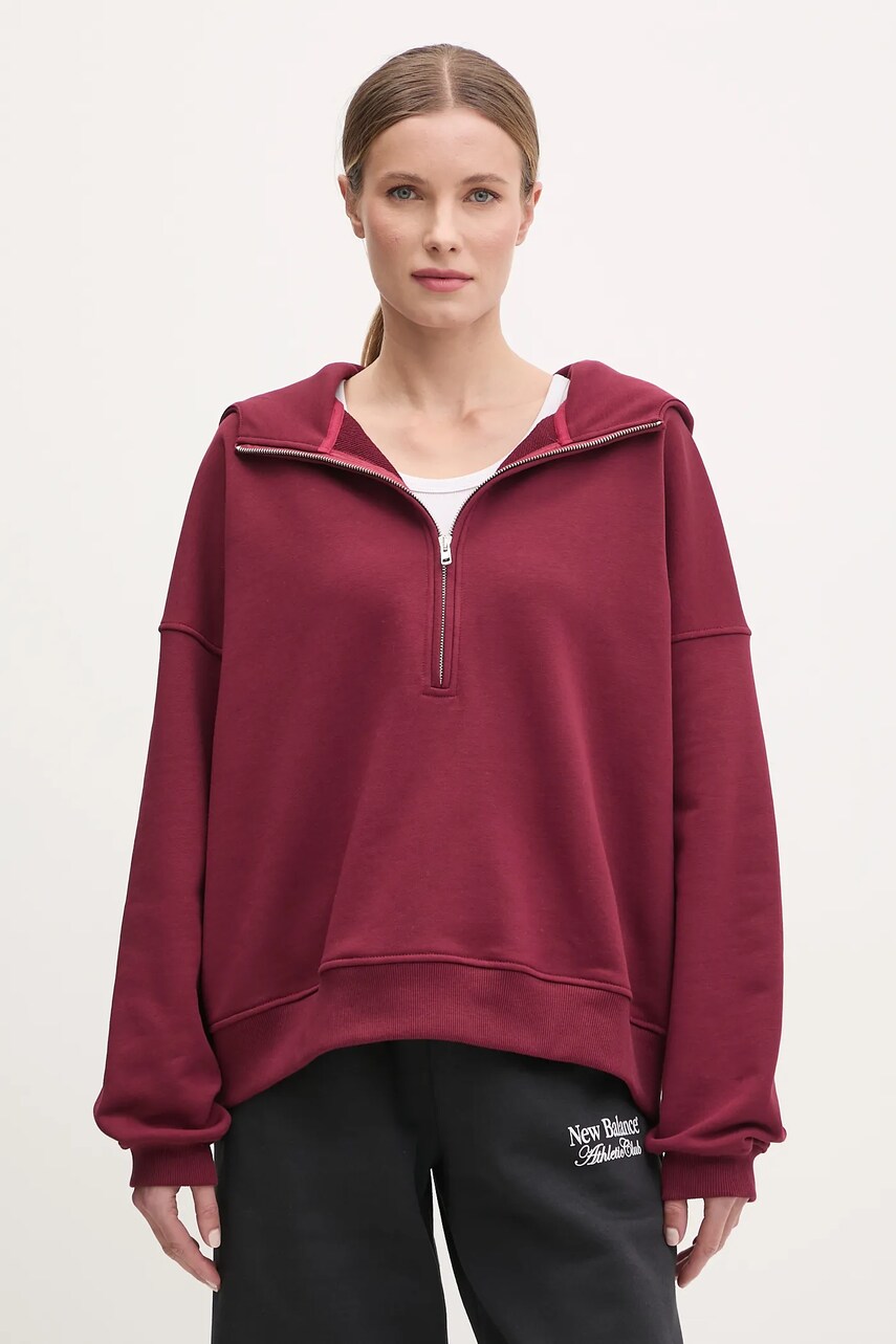 JOYINME bluza Evolve femei, culoarea bordo, cu gluga, neted, Evolve