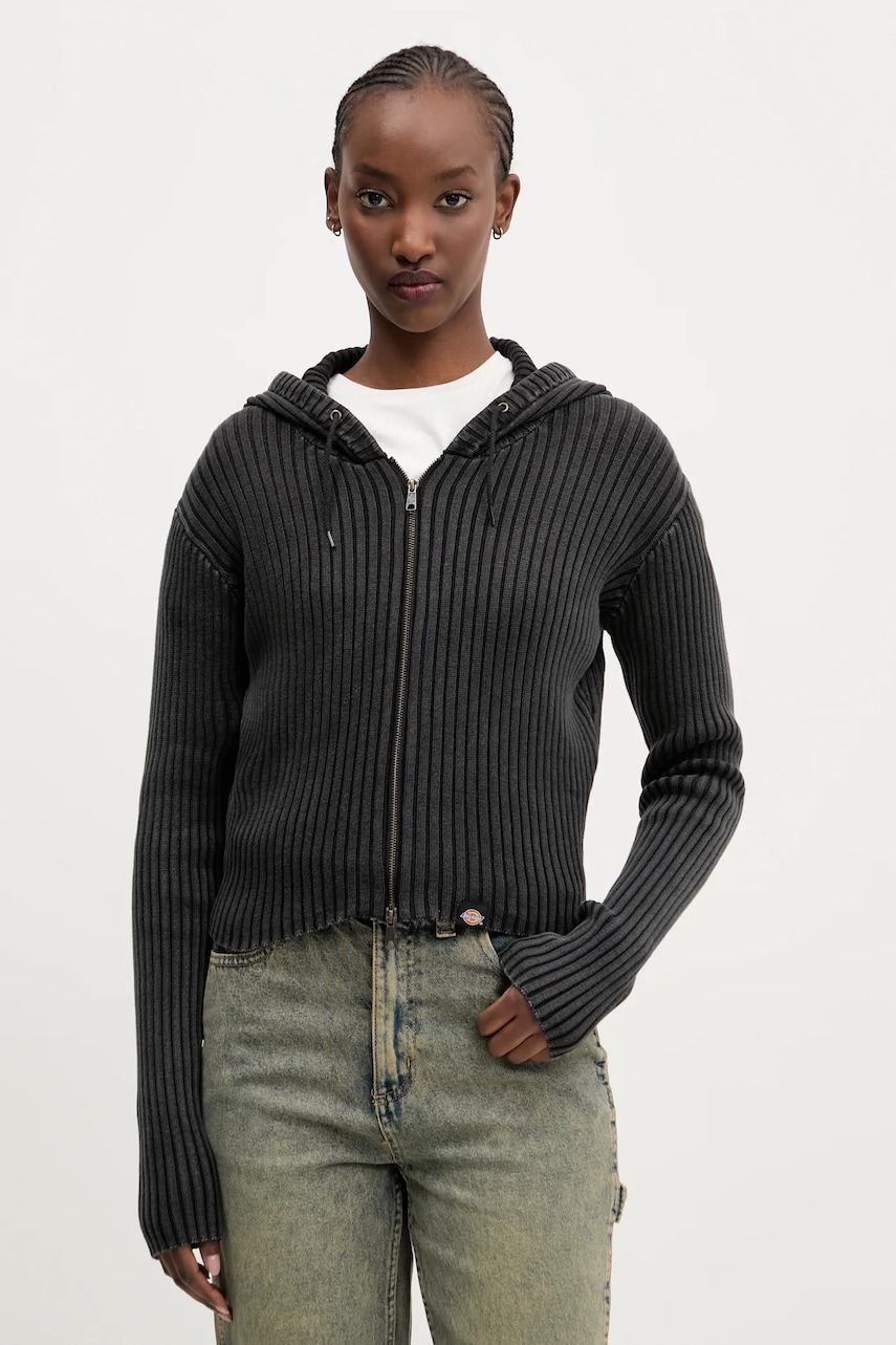 Dickies cardigan din bumbac femei, culoarea gri, DK0A867YBLK1 Dickies cardigan din bumbac femei, culoarea gri, DK0A867YBLK1