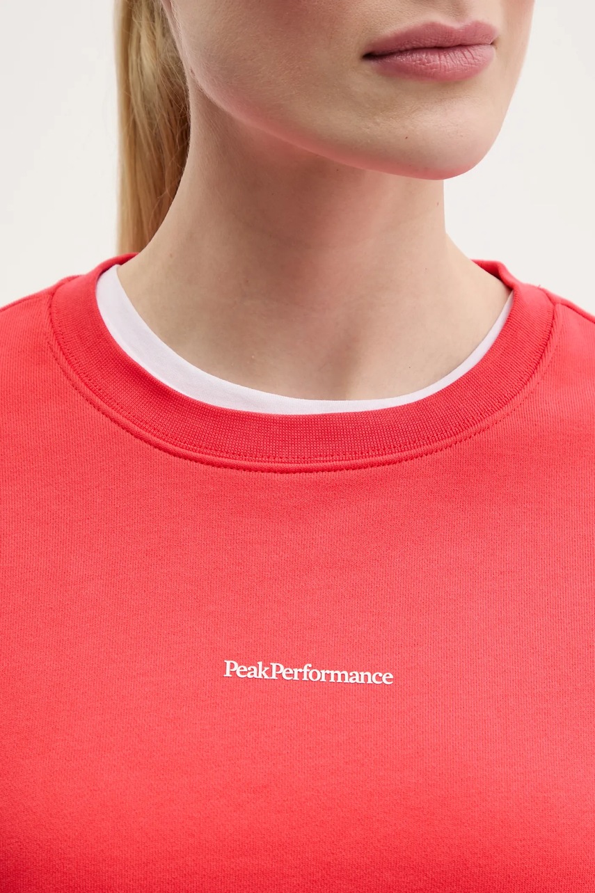 Βαμβακερή μπλούζα Peak Performance γυναικεία, χρώμα: κόκκινο, G80274 φωτογραφία