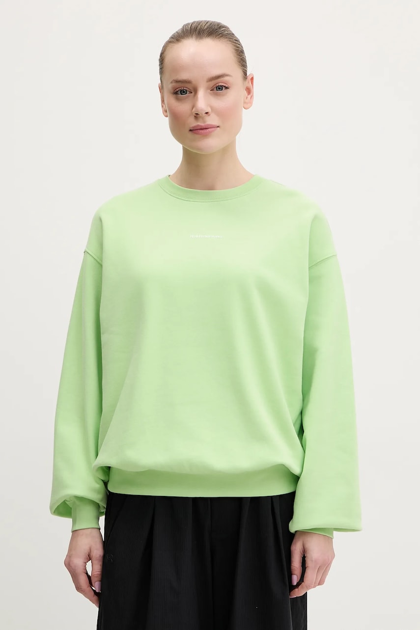 Peak Performance hanorac de bumbac femei, culoarea verde, uni, G80274 Peak Performance hanorac de bumbac femei, culoarea verde, uni, G80274