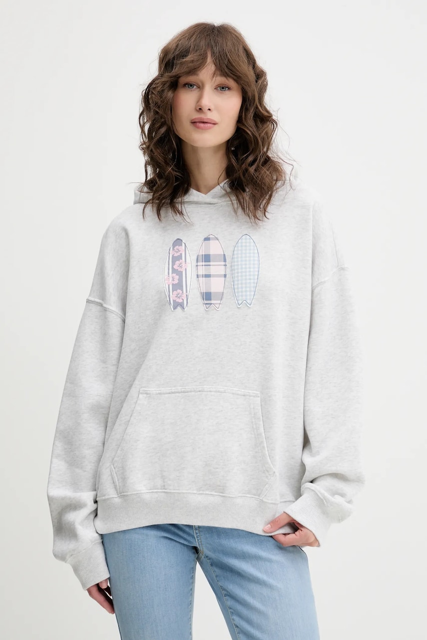 Levně Mikina Hollister Co. dámská, šedá barva, s kapucí, melanžová, KI352-5136