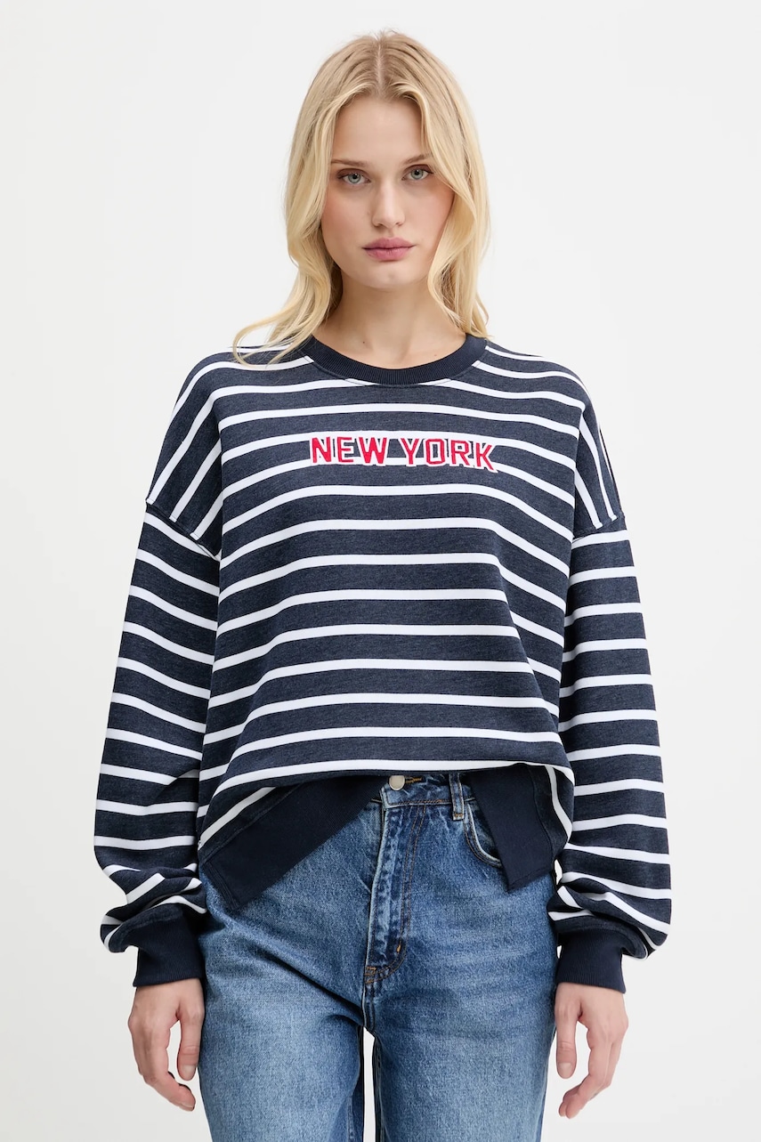 Hollister Co. bluză culoarea bleumarin, cu imprimeu, KI352-5162