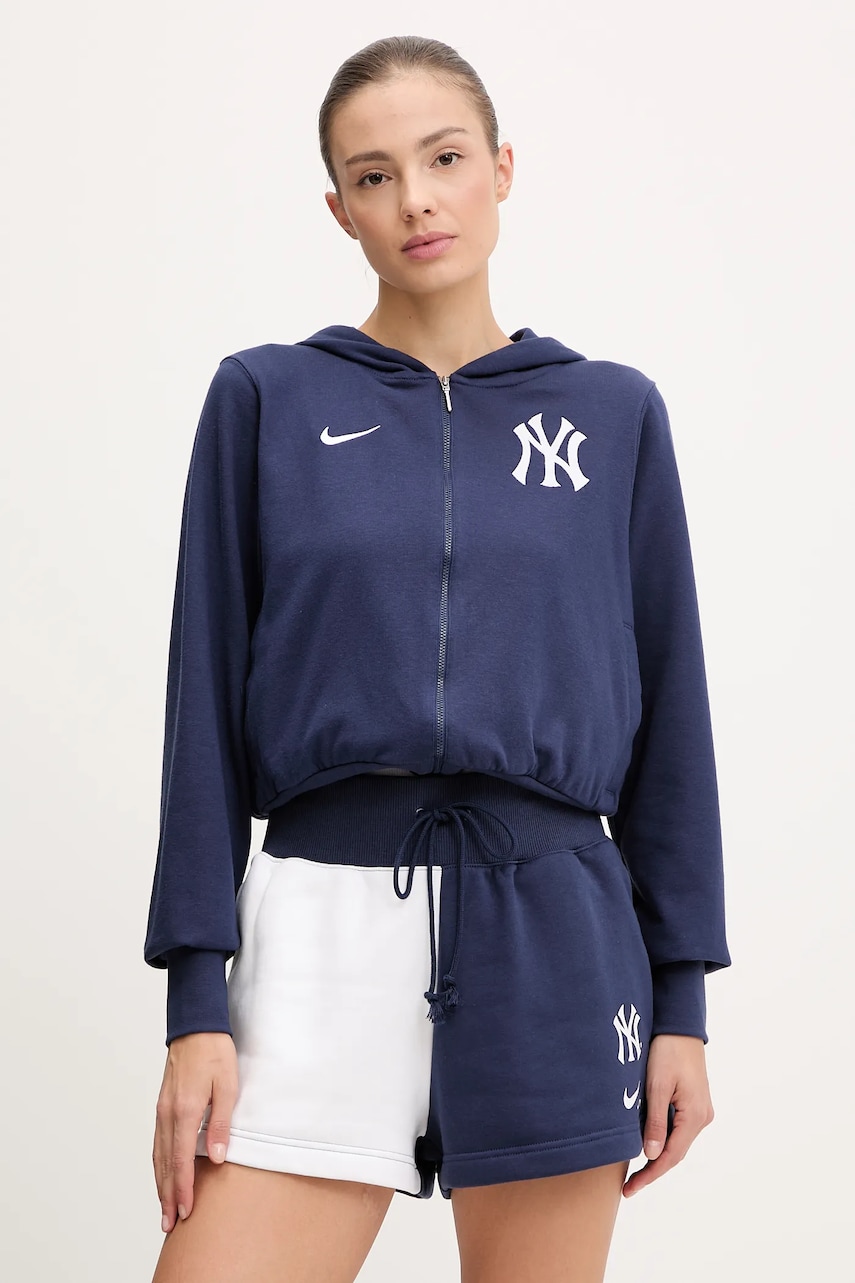 Nike bluză New York Yankees culoarea bleumarin, cu glugă, cu imprimeu, 035D-160N-NK-HVV