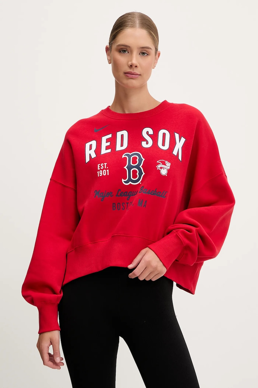 Nike bluză Boston Red Sox culoarea rosu, cu imprimeu, 01D7-163N-BQ-H3K