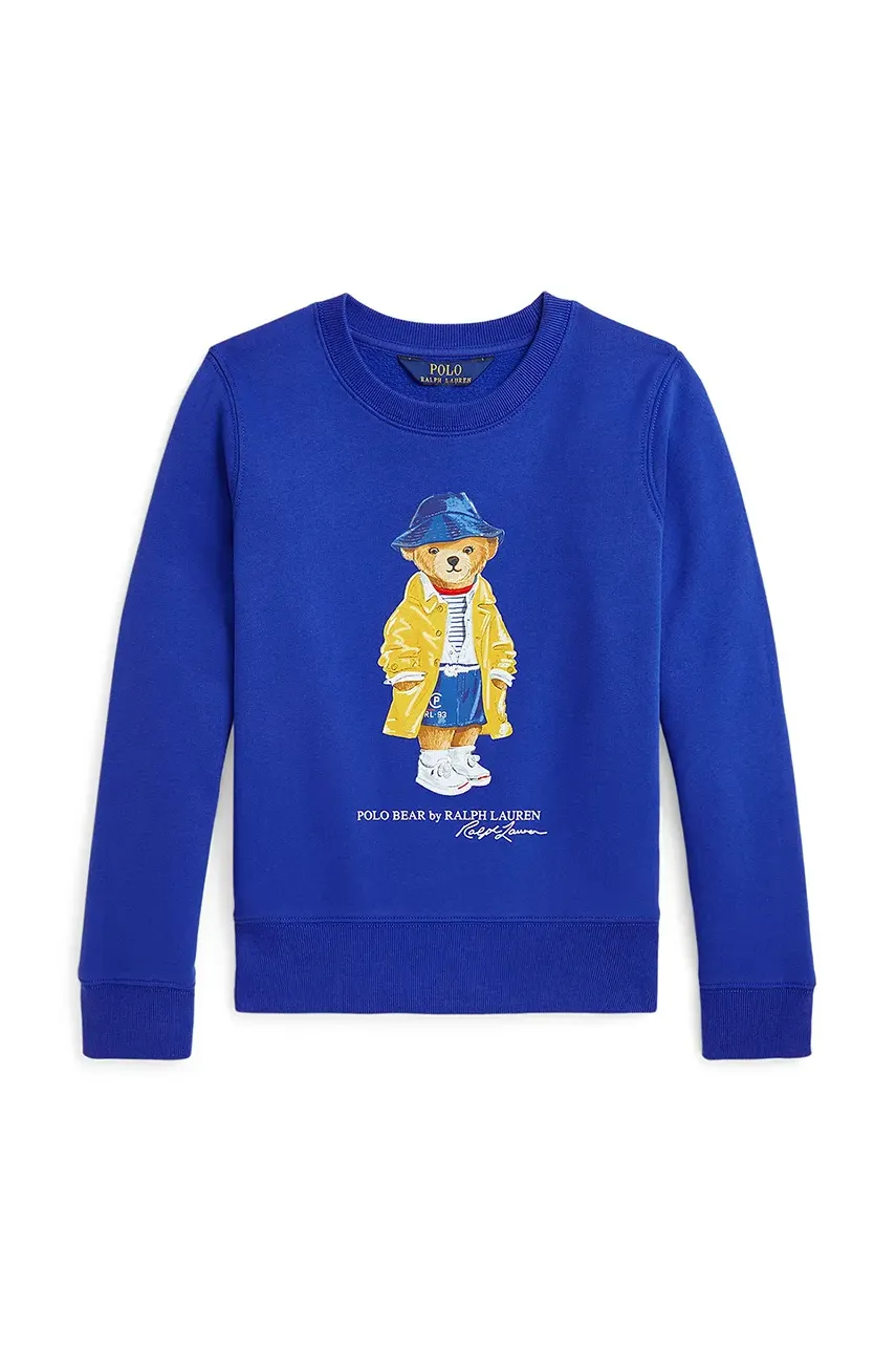 Levně Dětská mikina Polo Ralph Lauren modrá barva, s potiskem, 313957379001