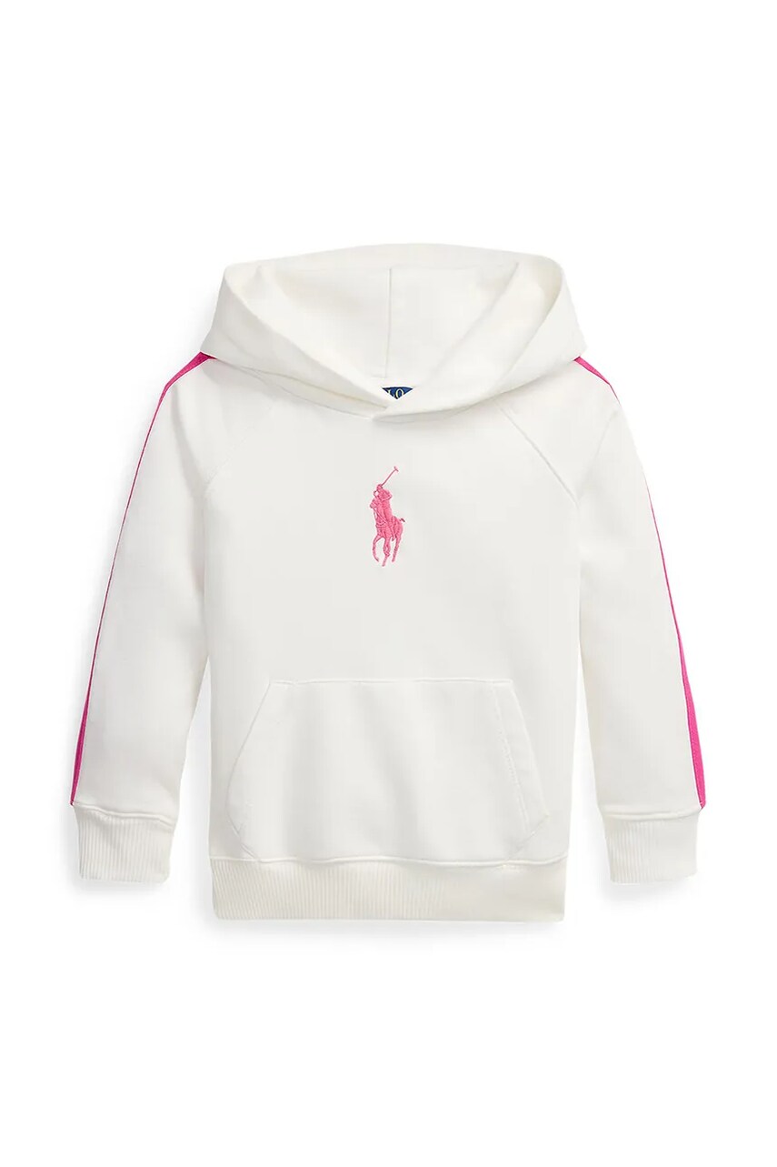 Levně Dětská mikina Polo Ralph Lauren bílá barva, s kapucí, s aplikací, 312957348001
