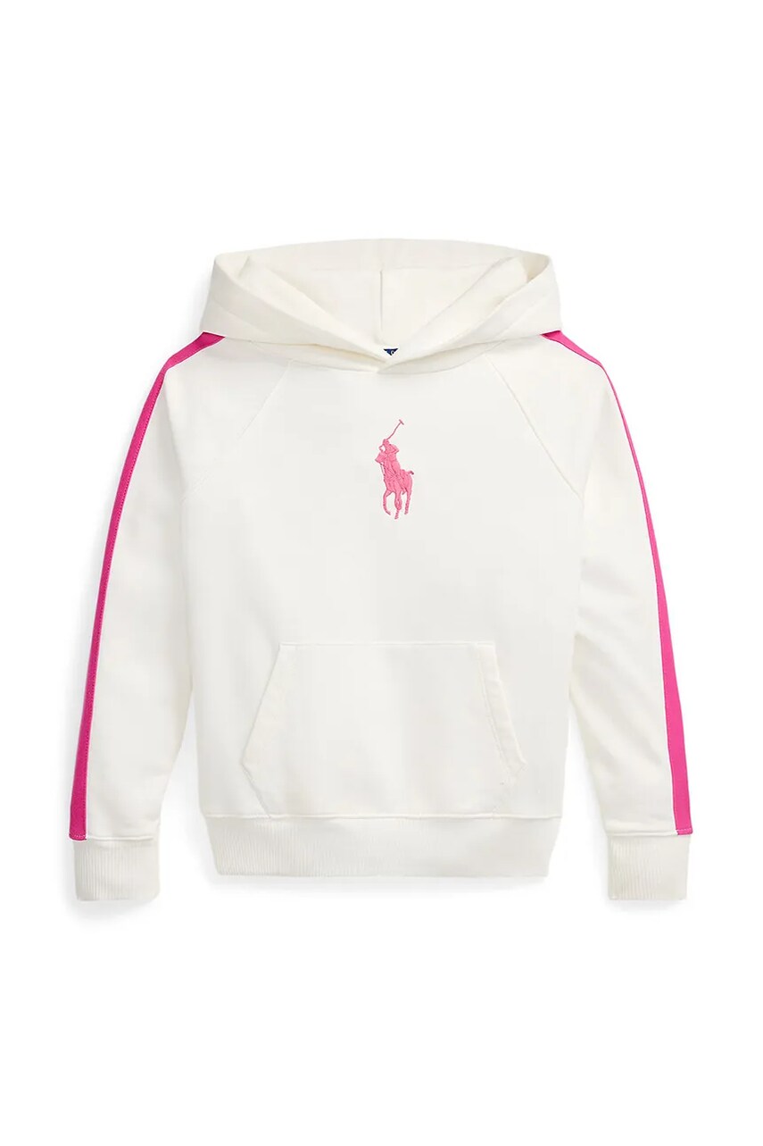 Levně Dětská mikina Polo Ralph Lauren bílá barva, s kapucí, s aplikací, 313957348001