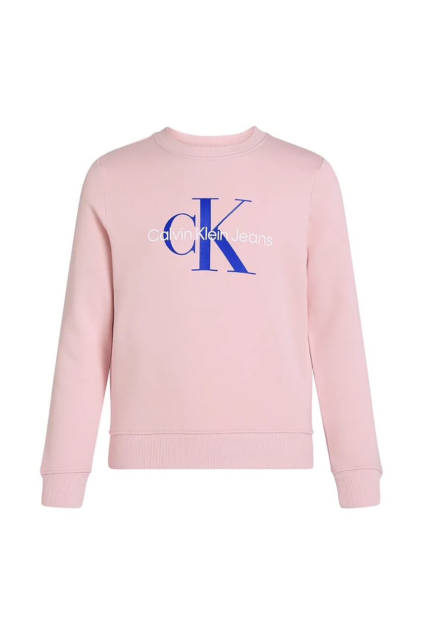 Детская хлопковая кофта Calvin Klein Jeans 0 цвет розовый с принтом IU0IU00675