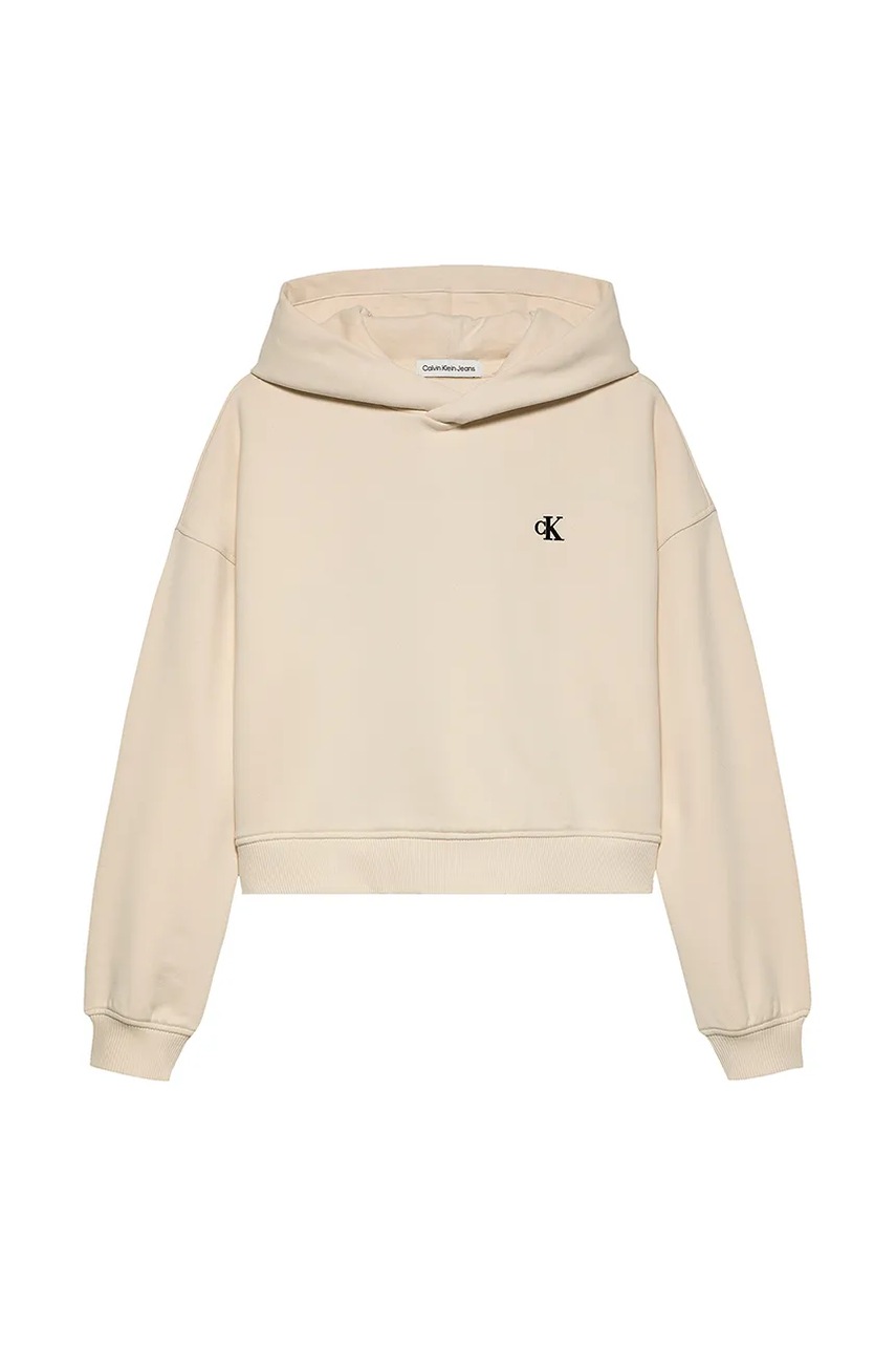 Дитяча кофта Calvin Klein Jeans колір бежевий з капюшоном однотонна IG0IG02747 в Вінниці Дитяча кофта Calvin Klein Jeans колір бежевий з капюшоном однотонна IG0IG02747 в Вінниці