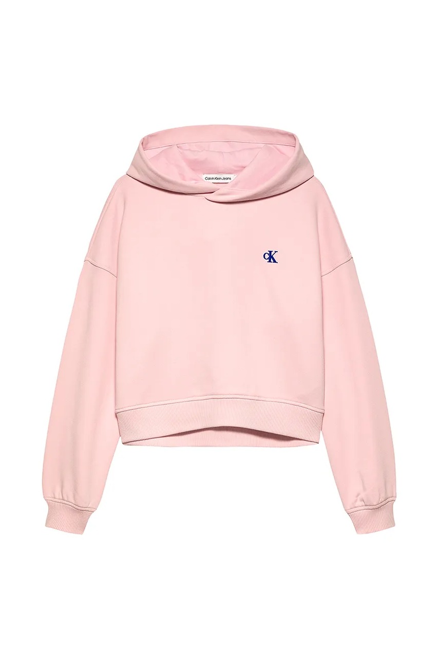 Детская кофта Calvin Klein Jeans цвет розовый с капюшоном однотонная IG0IG02747