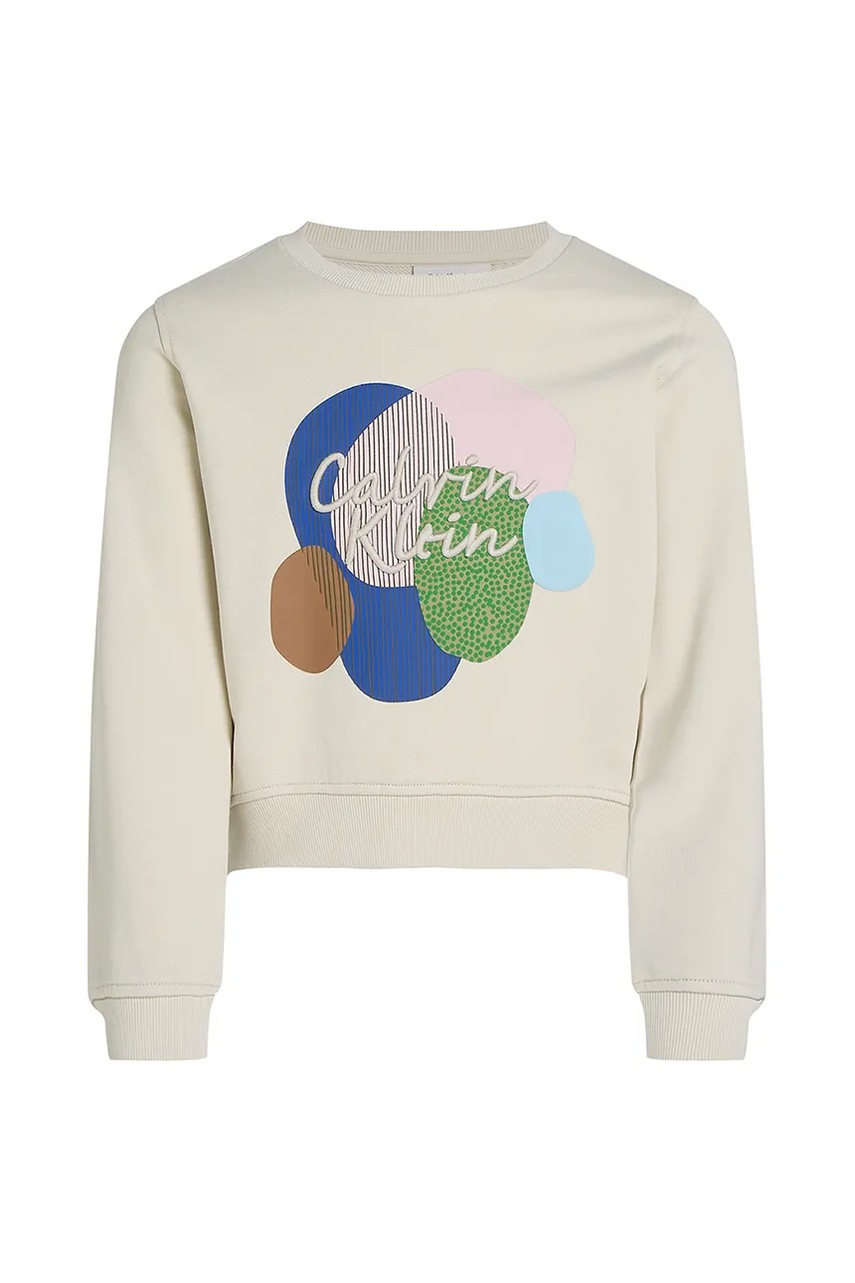 Детская кофта Calvin Klein Jeans цвет бежевый с аппликацией IG0IG02756 Детская кофта Calvin Klein Jeans цвет бежевый с аппликацией IG0IG02756