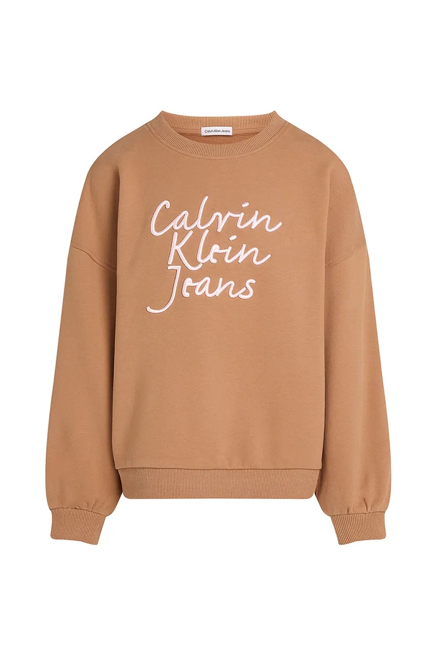 Дитяча кофта Calvin Klein Jeans колір коричневий з принтом IG0IG02760