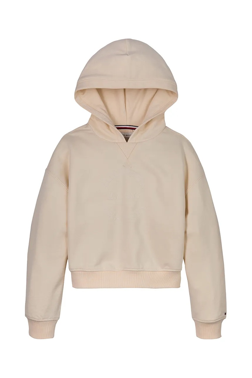 Дитяча кофта Tommy Hilfiger колір бежевий з капюшоном з принтом KG0KG08322