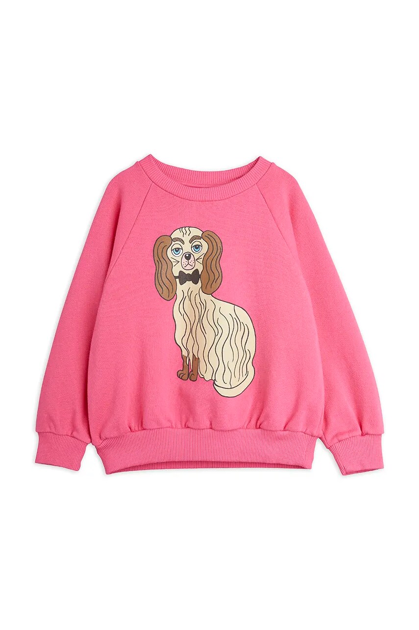Mini Rodini hanorac de bumbac pentru copii Dashing dog culoarea roz, cu imprimeu, 1100005728 Mini Rodini hanorac de bumbac pentru copii Dashing dog culoarea roz, cu imprimeu, 1100005728