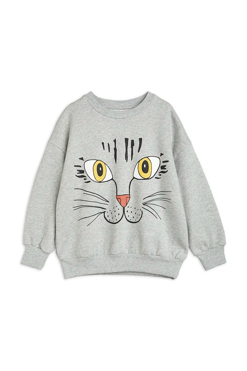 Mini Rodini hanorac de bumbac pentru copii Cat face culoarea gri, cu imprimeu, 2372019094