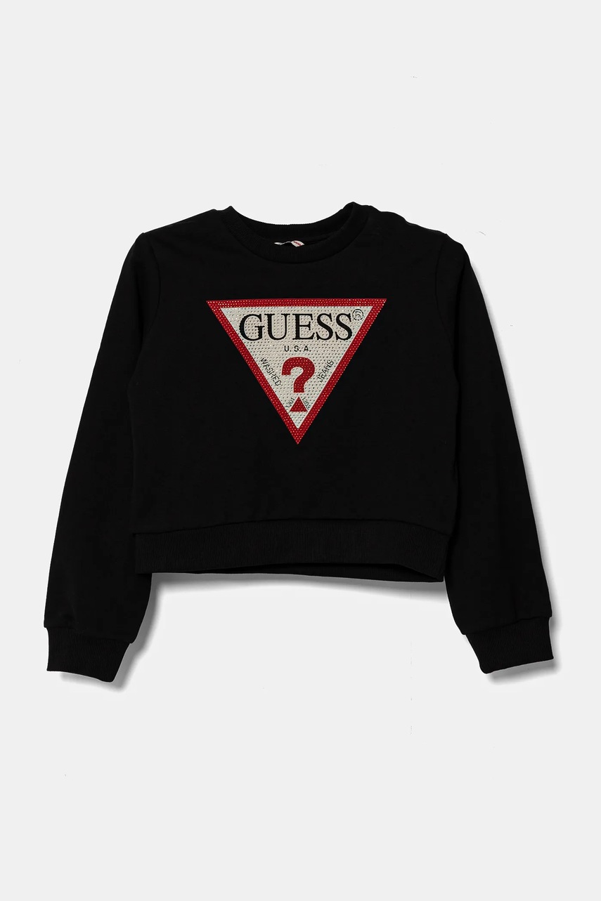 Детская хлопковая кофта Guess цвет чёрный с аппликацией J4YQ22 KA6R4