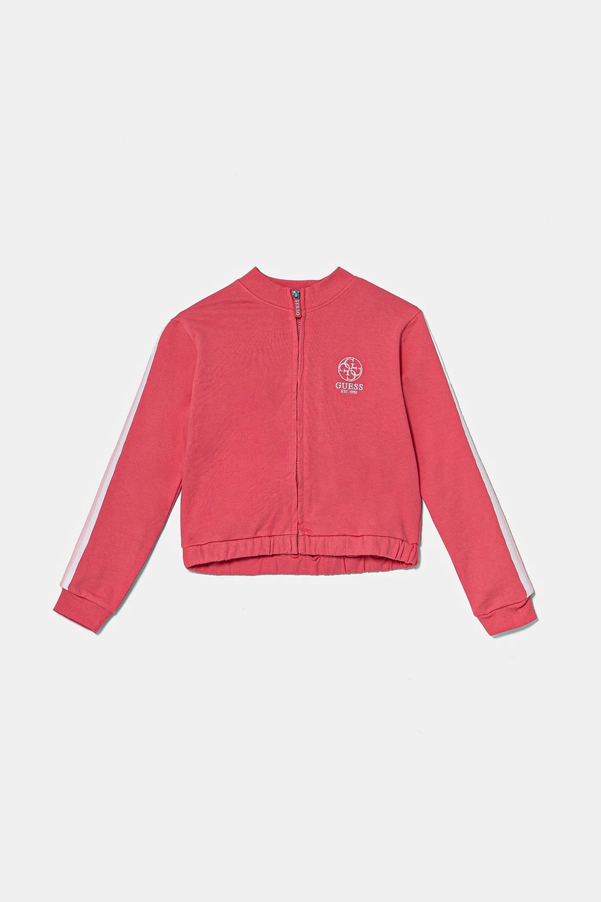 

Детски памучен суичър Guess в розово с апликация J5RQ01 KAD74, Розов