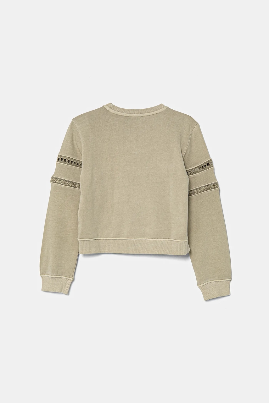 Детская хлопковая кофта Guess цвет зелёный с аппликацией J5RQ08 KAD74 Детская хлопковая кофта Guess цвет зелёный с аппликацией J5RQ08 KAD74