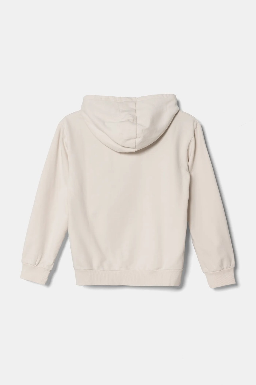 Детская хлопковая кофта Guess цвет бежевый с капюшоном с аппликацией J5RQ09 KAD74
