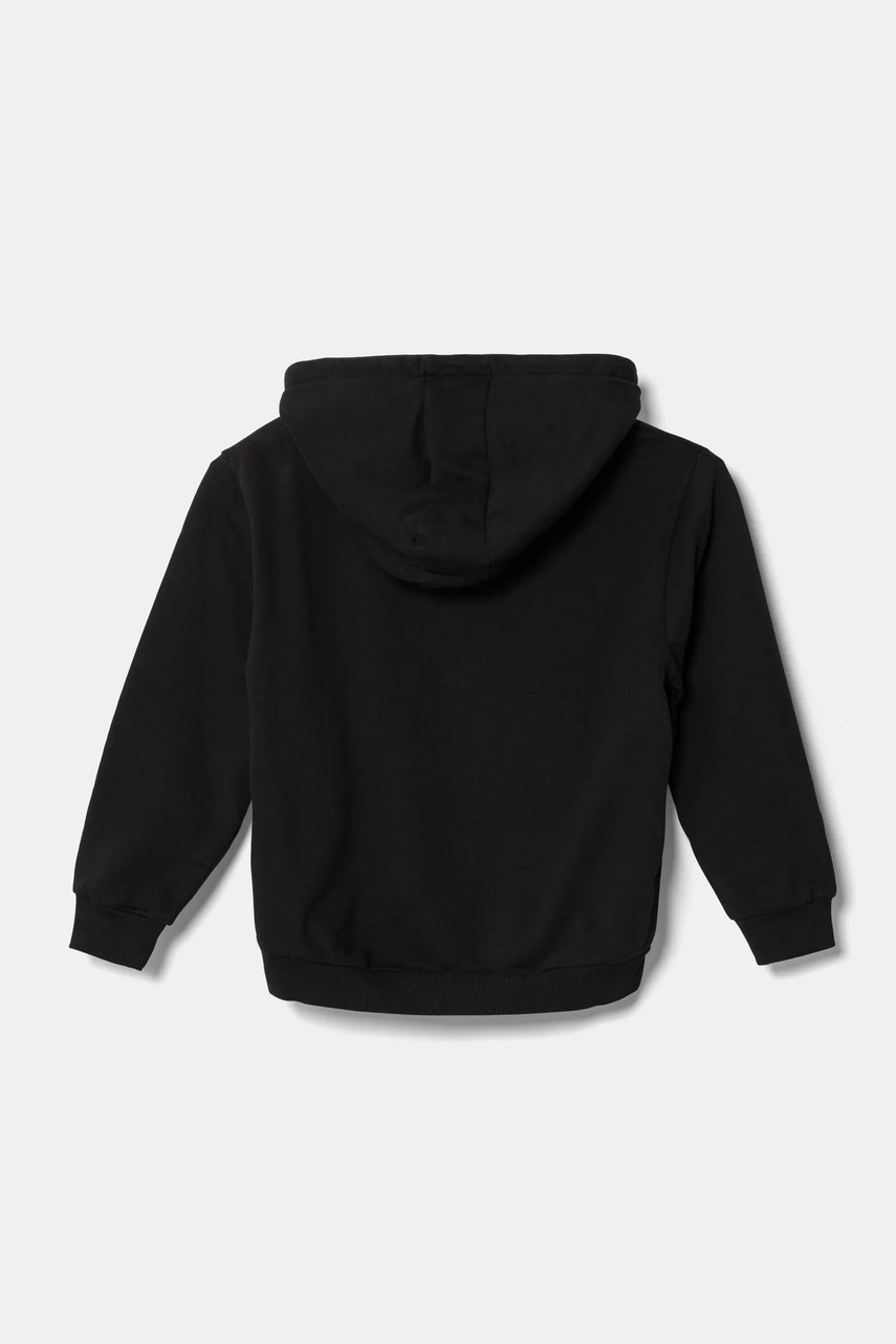 Детская хлопковая кофта Guess цвет чёрный с капюшоном с аппликацией J5RQ09 KAD74