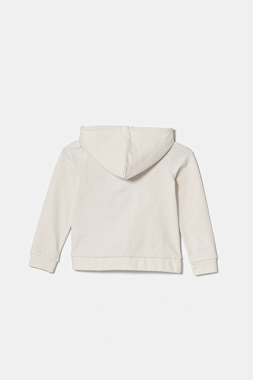 Детская хлопковая кофта Guess цвет бежевый с капюшоном с аппликацией K5RQ02 KA6R4