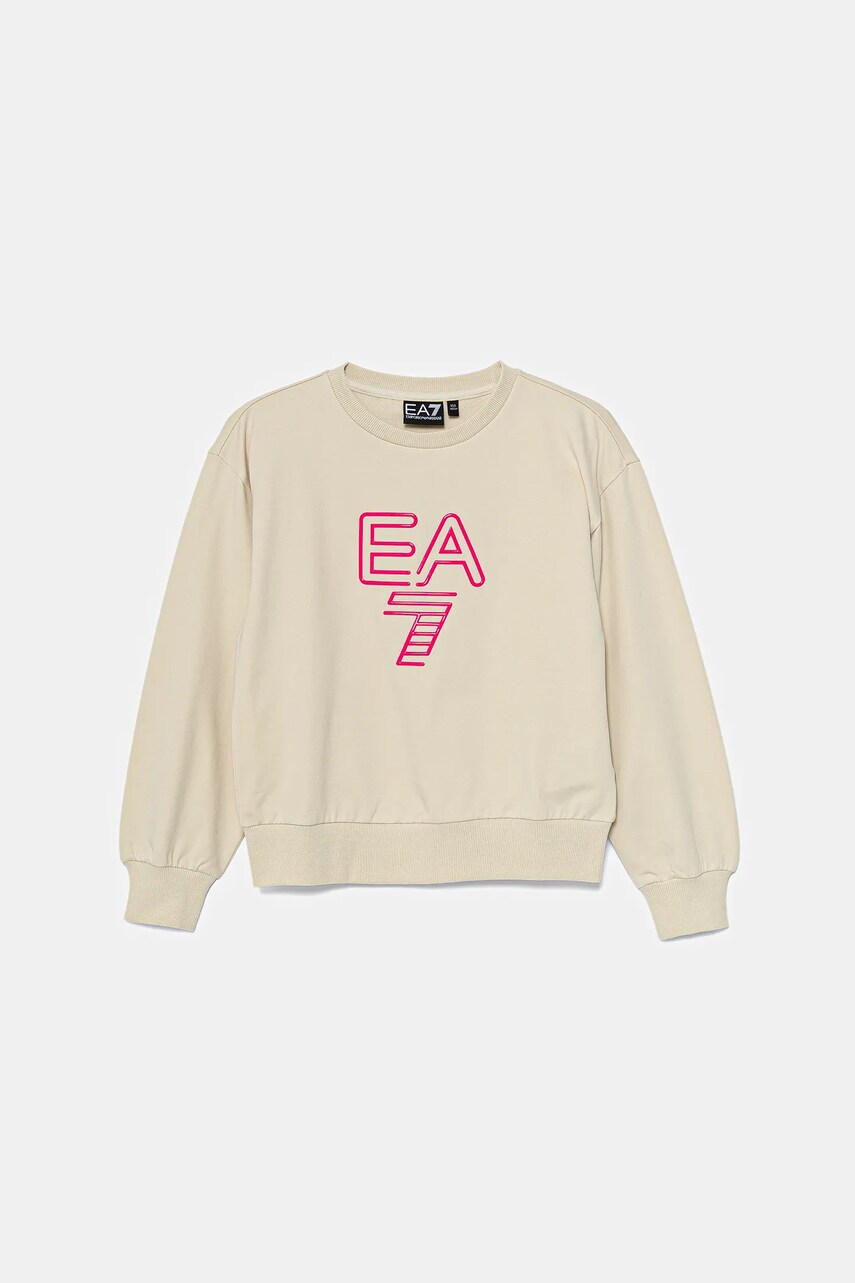 EA7 Emporio Armani bluză copii culoarea bej, cu imprimeu, 7G000043 AF13135
