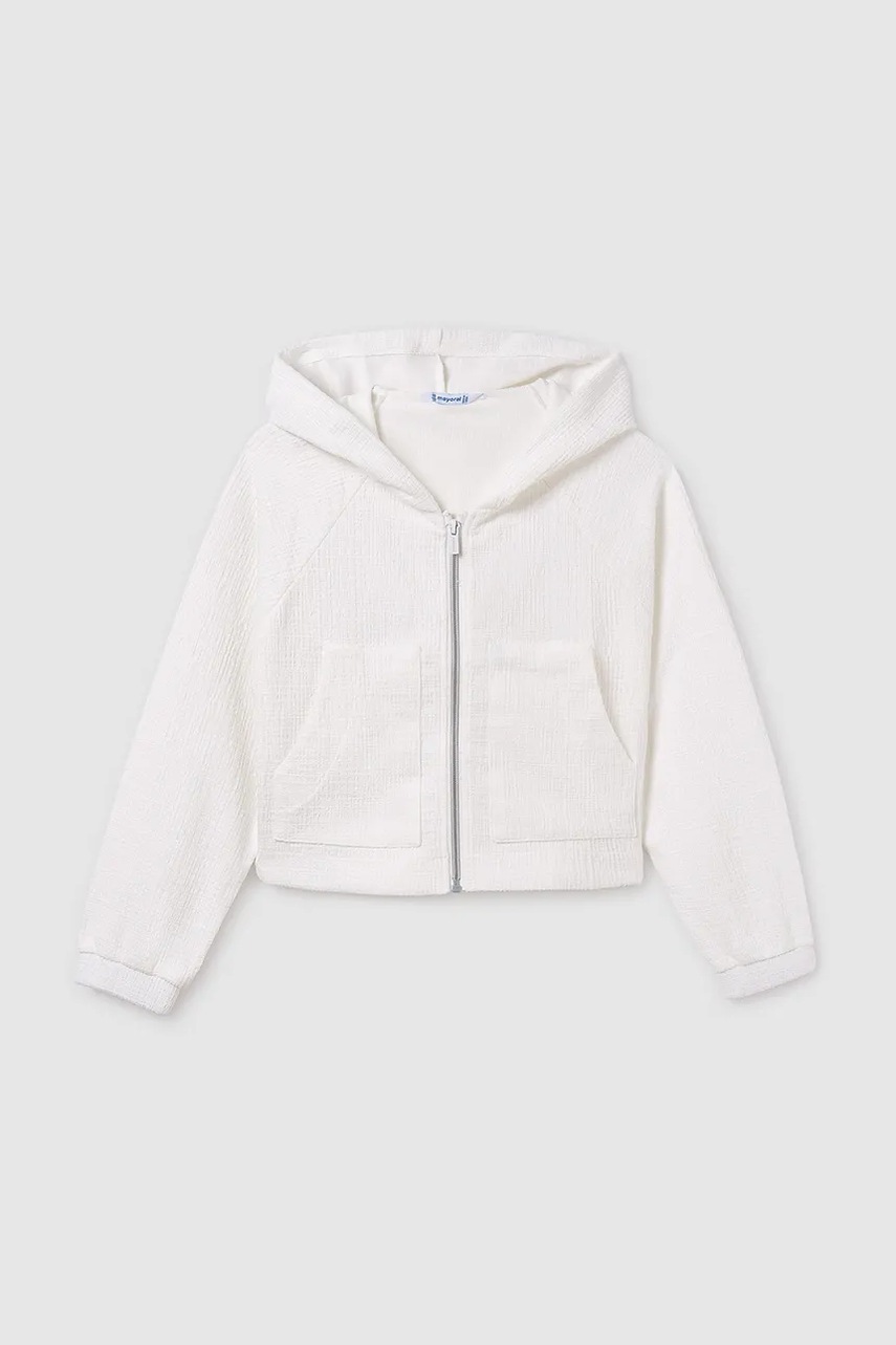 Mayoral bluza copii culoarea alb, cu glugă, neted, 6408