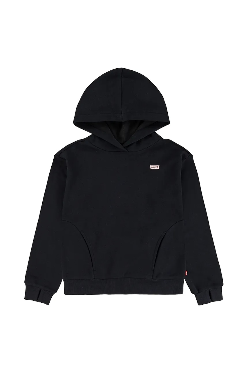Levi\'s bluza copii BATWING PATCH HOODIE culoarea negru, cu glugă, neted, 3EN102