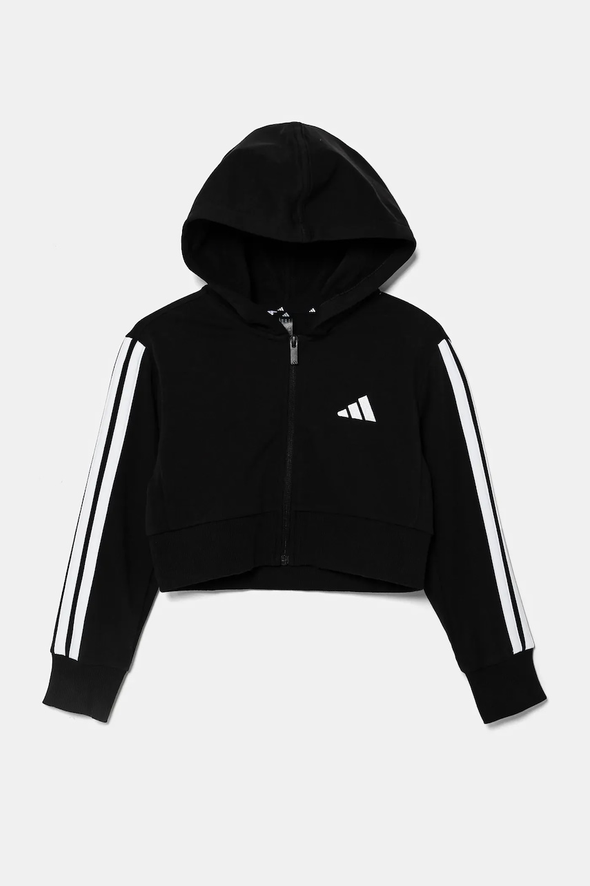 Детская кофта adidas цвет чёрный с капюшоном с аппликацией JJ0956 Детская кофта adidas цвет чёрный с капюшоном с аппликацией JJ0956