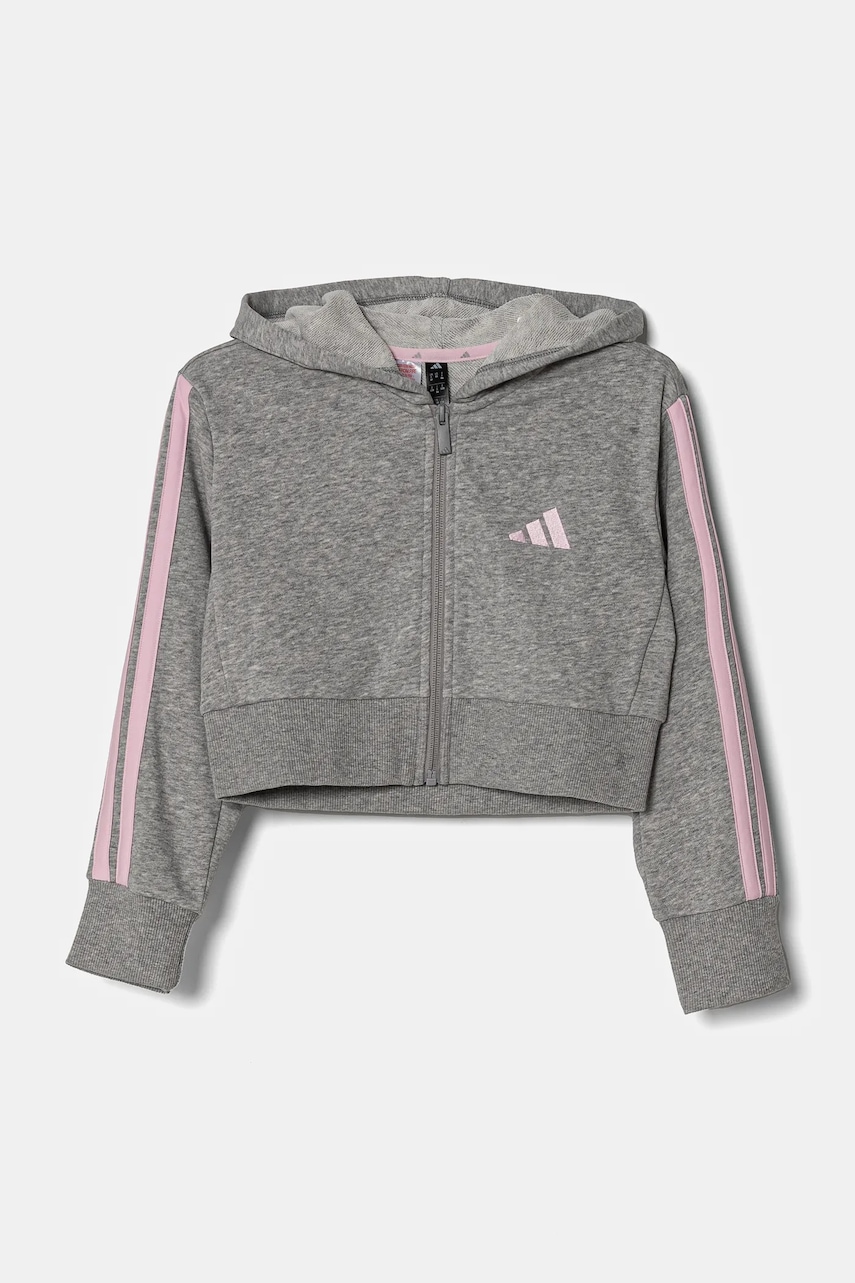 Детская кофта adidas цвет серый с капюшоном с аппликацией JJ0949 Детская кофта adidas цвет серый с капюшоном с аппликацией JJ0949