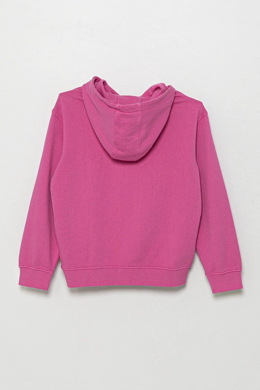 Детская хлопковая кофта Guess цвет розовый с капюшоном с аппликацией J5GQ03 KAD74