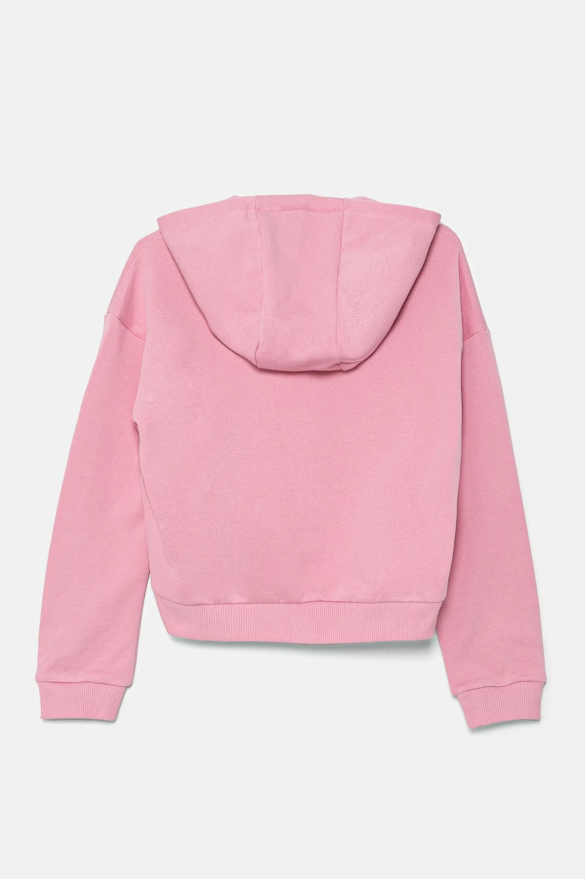 Детская хлопковая кофта Guess цвет розовый с капюшоном с аппликацией J5GQ07 KCRP0 Детская хлопковая кофта Guess цвет розовый с капюшоном с аппликацией J5GQ07 KCRP0