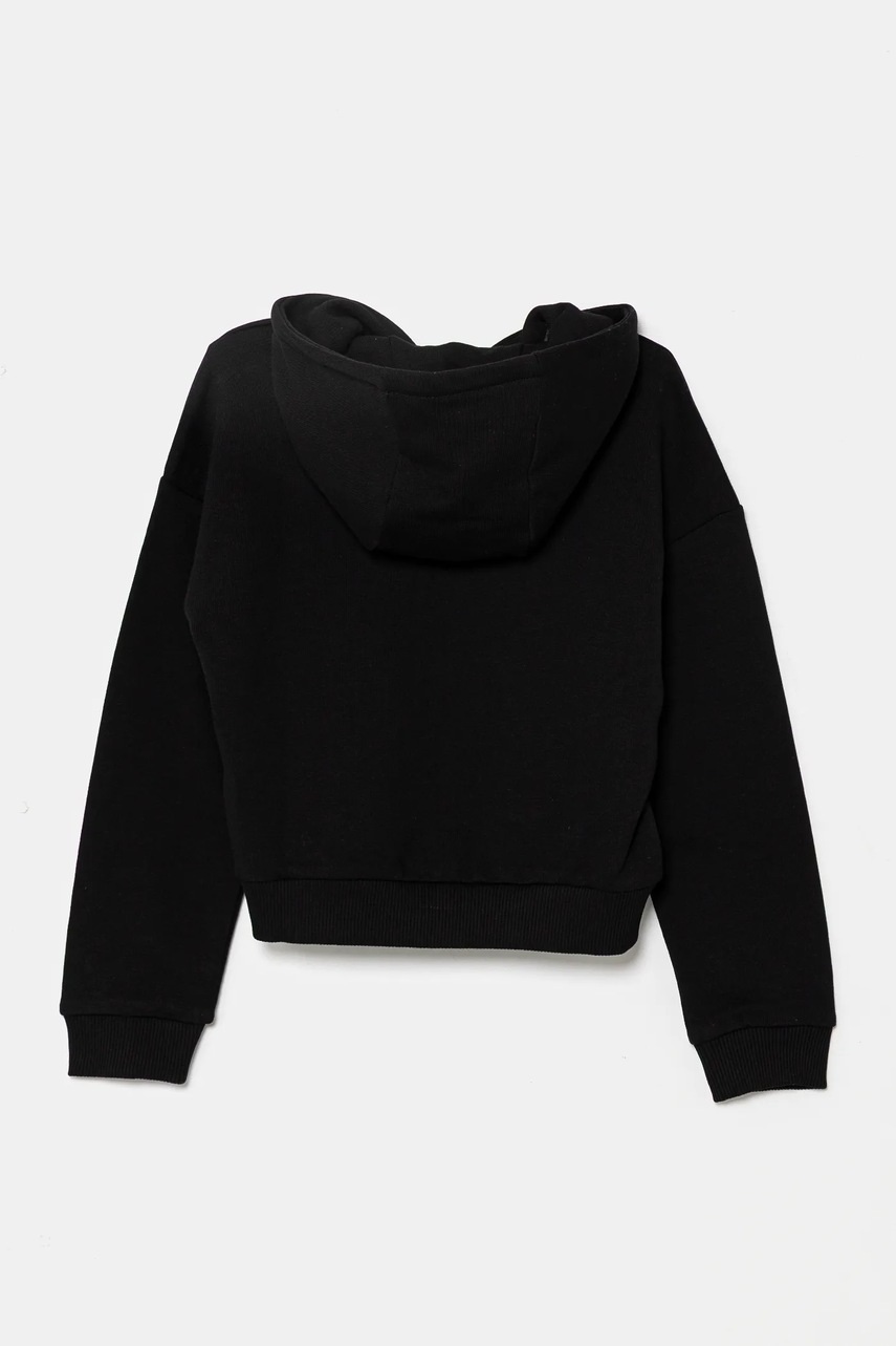 Детская хлопковая кофта Guess цвет чёрный с капюшоном с аппликацией J5GQ07 KCRP0